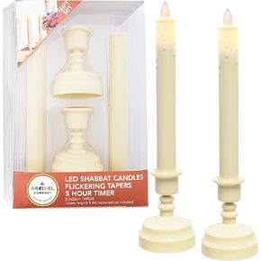 LED Candles, Candlesticks Candle Holders with Flickering Tapers, 5 Hour Timer