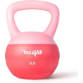 Yes4All Soft Kettlebell, PVC Kettlebells Exercise Weights & Color-Coded Strength Training Soft Kettlebells with 4 Options (5,10,15,20lb), Soft & Gentle Hand Weights for Women at Home