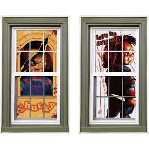 Child's Play Chucky Window Paper Silhouettes - 32.5" x 16.75" (Pack of 2) - Perfect for Halloween & Horror Fans, Designed to Fright and Delight