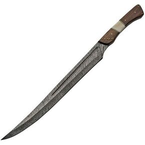 Damascus Steel Bone and Walnut Sword