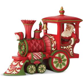 Enesco Jim Shore Heartwood Creek Santa in Christmas Train Engine Figurine, 6-Inch Height, Red