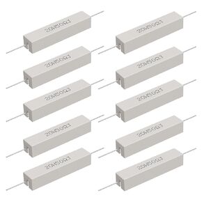 Cement Resistor, 10PCS 20W 20K Ohm 5% Axial Lead Wire Resistor White Wound Fixed Ceramic Resistors Wirewound Power Resistors Flame Heat Moisture Resistance Precharge Horizontal Resistors