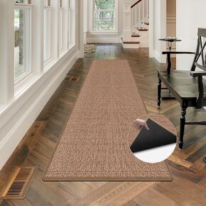 GOYLSER Chenille Braided Laundry Room Rug Runner Mat Non Slip, Rubber Backing Waterproof Hall Rug Low Pile Machine Washable Kitchen Hallway Carpet, 144"x28"