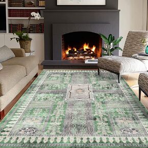 Machine Washable Runner Rug Hallway Runner Rug Non Slip Green Runner Rug for Hallways Entryway Kitchen Bathroom Bedside Retro Soft Low-Pile 2'x6' Taupe