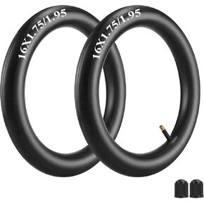 TD Inner Tubes 16'' Inner Tubes Fit 1.75/1.95/2.10/2.125 Bike Tubes with 32mm/1.25'' Straight Schrader Valve for Kid Bike Racing Junior Range Bikes and Mountain Bikes Puncture Proof Heavy Duty, 2pcs
