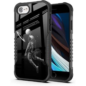 for iPhone SE 2022 2020 Case Baseball American Flag Design for Men Boys, Military Grade Shockproof Bumper Anti-Scratch Acrylic Back Protection Cover for iPhone SE 3rd/2nd