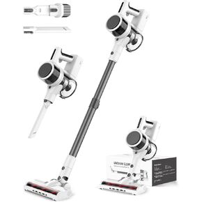 Cordless Vacuum Cleaner, 80,000PRM Powerful Vacuum, 2 Modes, 2200mAH Detachable Battery, Height-Adjustable, Up to 35 Mins Worktime, Vacuum Cleaners for Home (Beige White Gray)