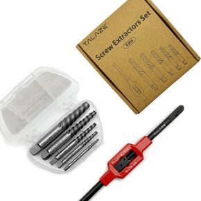 6pcs Screw Extractor Set, 5 Extractors No. 1-5 for Sizes 1/8-3/4 Inch,M3-18 metric Includes 1 Tap Wrench to remove damaged or broken screws and bolts