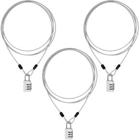 3Pcs 7Ft Black Long Security Cable Lock, Lock Cable Security Cable with Loops Double Loops Long Cable Lock Cable Wire Outdoor Clothesline Luggage (2.5mm)