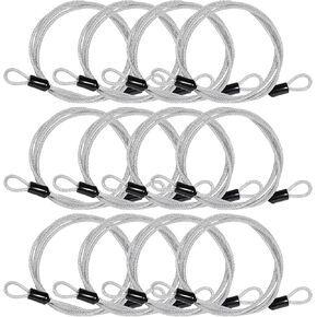 12Pcs Security Cable Safety Cable Lock 1.2m/47inch Braided Vinyl Cover Coated Steel Cable with Loops, Anti Theft Bike Luggage Wire Lock for Outdoor Travel(3MM)