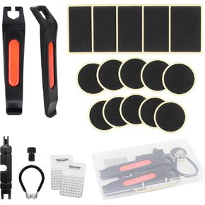 Oumers Bicycle Puncture Repair Kit (Tire Levers,Puncture Repair Patches, Metal Rasp,Valve Wrench,Spoke Wrench) Puncture Repair Kits for Bikes,Also for Motorcycle
