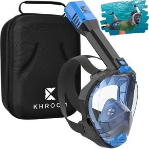 Full Face Snorkel Mask for Adults | Unique CO2 Safe Valve System | 3X Larger Snorkel for Easy Breathing | Premium Snorkel Gear from Khroom