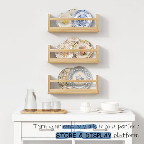 Wooden Wall Bookshelf for Kids Room, Natural Wood Floating Nursery Book Shelves for Baby Toddler Child Bedroom, Cute Wall Mount Bookshelves for Teen Girls Boys Closet Classroom Library in Saudi Arabia