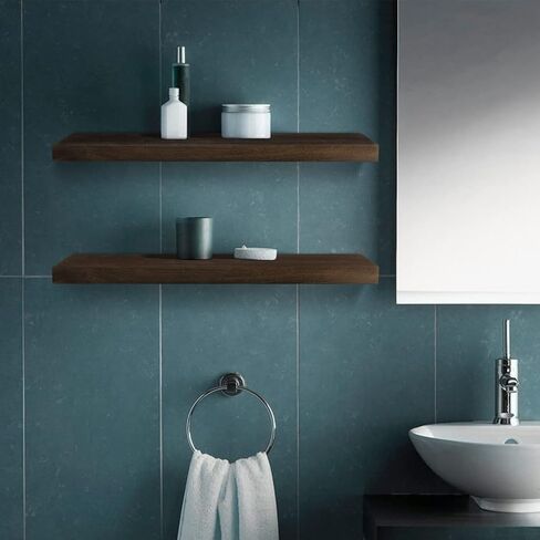 أرفف عائمة، مجموعة أرفف حائط من الخشب الصلب مكونة من 2، رف معلق مع أقواس غير مرئية 36 بوصة، أرفف حائط خشبية واسعة لديكور غرفة المعيشة وغرفة النوم والمطبخ والمكتب والمزرعة (الخشب الفوسكوس) in Kuwait