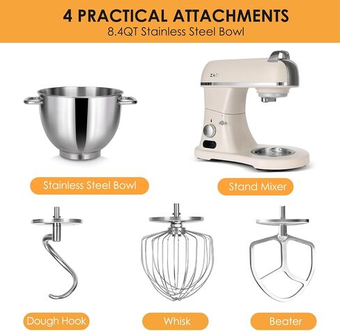 8.4QT Commercial Stand Mixer 800W with Aluminum Die Casting Meets the Standard of NSF/ANSI 8-2023, Mixers Kitchen Electric Stand Mixer with Stainless Steel 8L Bowl, Dough Hook, Whisk and Beater in Kuwait