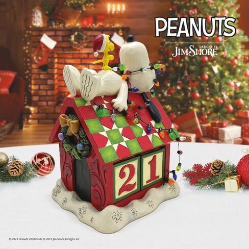 Enesco Peanuts by Jim Shore Snoopy's Dog House Christmas Countdown Calendar Figurine- Stone Resin Hand Crafted Painted Collectible Peanuts Snoopy Figurines Christmas Home Decor Statue, 7.09 Inch in Saudi Arabia