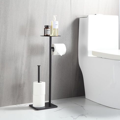 BVL Toilet Paper Holder Stand with Shelf Stainless Steel Brushed Nickel for Bathroom in Saudi Arabia