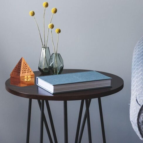 Sambrani Dhoop Holder - Dhoop Agarbatti Stand for Home & Pooja Room, Incense Stick Holder with Ash Catcher, Wooden Oothupathi Loban Cone (Dhoop Stand 3 Inch) (Pyramid Dhoop Stand) (Light-Brown) in Saudi Arabia