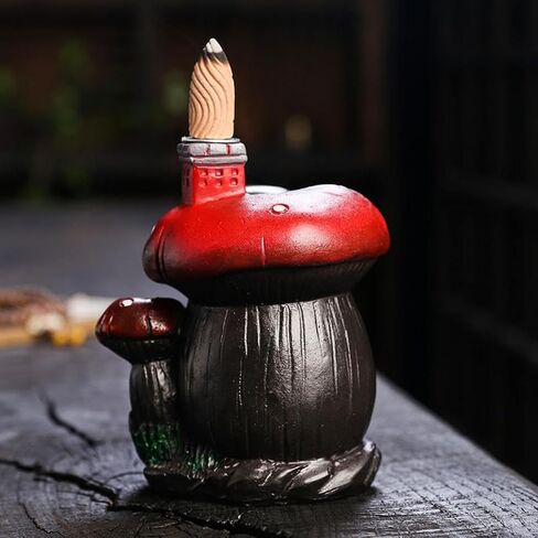 Resin Backflow Incense Holder, Mushroom Waterfall Incense Burner with 20 Backflow Incense Cones + 30 Incense Sticks, Mat, Tweezer, Aromatherapy Ornament Zen Decor, Home Decor in Saudi Arabia