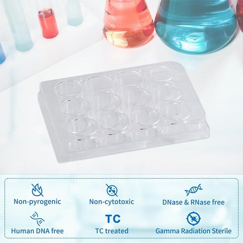 24-Well Polystyrene Cell Culture Plates with Lids, 10 Pcs Individual Wrapped Plates, Sterile, Tissue Culture Treated Plate for Laboratory Chemical Reaction in Saudi Arabia