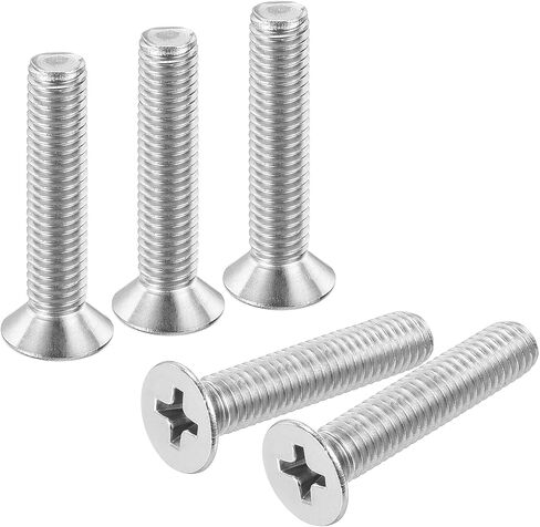 uxcell 50 pcs M5-0.8x6 Machine Screws Phillips Pan Cross Head Screws Fasteners Bolts 304 Stainless Steel Silver for Wall Socket,House Repairs in Saudi Arabia