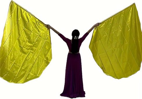 2pcs Worship Flags for Dance Church Praise Dance Flags for Worship Semicircle Angel Wing with Telescopic Rods Worship Banner (Yellow-Red) in Kuwait