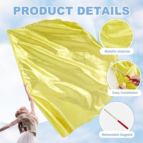 2pcs Worship Flags for Dance Church Praise Dance Flags for Worship Semicircle Angel Wing with Telescopic Rods Worship Banner (Yellow-Red) in Kuwait