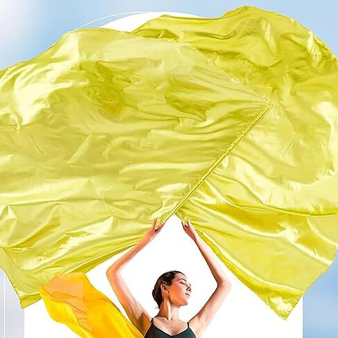 2pcs Worship Flags for Dance Church Praise Dance Flags for Worship Semicircle Angel Wing with Telescopic Rods Worship Banner (Yellow-Red) in Kuwait
