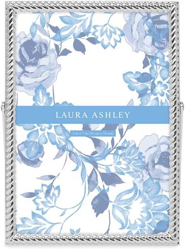 Laura Ashley 4x6 Silver Rope Metal Picture Frame (Vertical) with Pull-Out Easel Stand, Made for Tabletop, Counterspace, Shelf and Desk in Saudi Arabia
