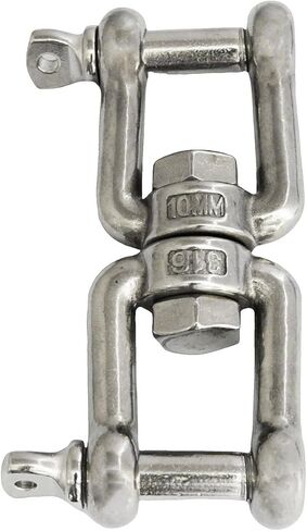 Heyous Double Shackle Swivel Ring M10 Stainless Steel Fork Universal Swivel Ring Marine Hardware Lifting Attachment Shackle Carabiner Rolling Shackle Unit in Kuwait
