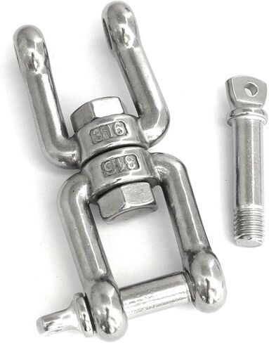 Heyous Double Shackle Swivel Ring M10 Stainless Steel Fork Universal Swivel Ring Marine Hardware Lifting Attachment Shackle Carabiner Rolling Shackle Unit in Kuwait