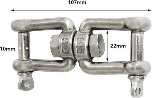 Heyous Double Shackle Swivel Ring M10 Stainless Steel Fork Universal Swivel Ring Marine Hardware Lifting Attachment Shackle Carabiner Rolling Shackle Unit in Kuwait