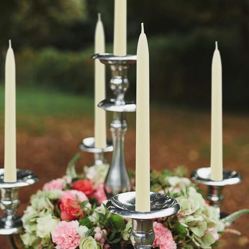 24 Pack Beeswax Taper Candles in Bulk 8 inch Tall - All Natural, 100% Pure Unscented Bee Wax Candle, Dripless, 5 Hours Burnning Time -Yellow in Kuwait