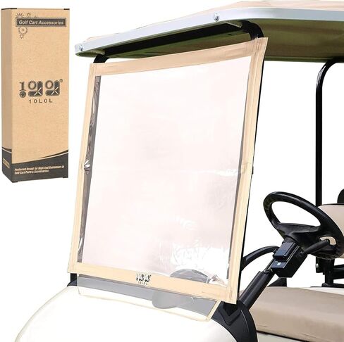 10L0L Golf Cart Foldable Windshield for EZGO RXV, Portable Clear Film PVC Impact-Resistant Windproof in Saudi Arabia