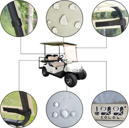 10L0L Golf Cart Foldable Windshield for EZGO RXV, Portable Clear Film PVC Impact-Resistant Windproof in Saudi Arabia