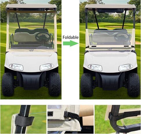 10L0L Golf Cart Foldable Windshield for EZGO RXV, Portable Clear Film PVC Impact-Resistant Windproof in Saudi Arabia
