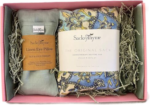 SacksyThyme Microwave Heating Pad Gift Set for Cramps, Back, Neck, Shoulders, Leg Pain - Reusable Heat Pack, Hot Moist Microwavable Therapy Pack - Unscented Flaxseed Hot Compress Made in USA in Kuwait
