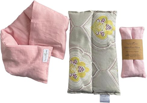 SacksyThyme Microwave Heating Pad Gift Set for Cramps, Back, Neck, Shoulders, Leg Pain - Reusable Heat Pack, Hot Moist Microwavable Therapy Pack - Unscented Flaxseed Hot Compress Made in USA in Kuwait