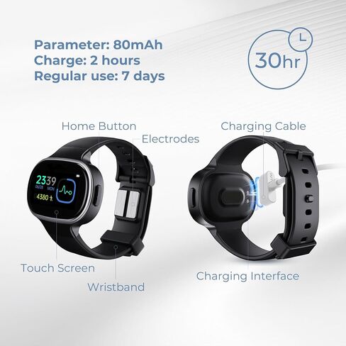EmeTerm Smart Anti-Nausea Wristwatch Touchscreen IP67 Waterproof Morning Motion Travel Sickness Vomit Relief Rechargeable Fast Acting Drug Free Without Side Effects in Kuwait