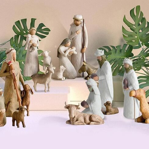5-Pieces Christmas Nativity Animals Set, Ox, Goat, Donkey, Sheep Nativity Figures, 7 Inch Scale Resin Nativity Animals Shape Set For The Christmas Story, Sculpted Hand-Painted Goat For Holy Family in Saudi Arabia