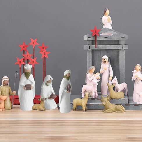 5-Pieces Christmas Nativity Animals Set, Ox, Goat, Donkey, Sheep Nativity Figures, 7 Inch Scale Resin Nativity Animals Shape Set For The Christmas Story, Sculpted Hand-Painted Goat For Holy Family in Saudi Arabia