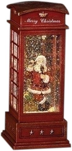 Christmas by Roman Inc., Confetti Lites Collection, 9.75" H LED Swirl Confetti Light Phone Booth, Lantern, Snow Globe, Holiday Home Décor, Santa, Cardinal, Nutcracker, Snowman, Reindeer (4x4x9) in Saudi Arabia
