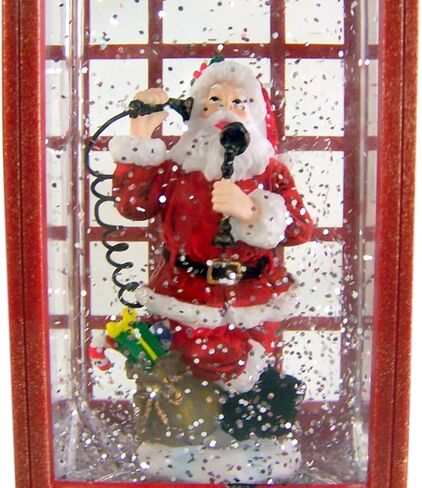 Christmas by Roman Inc., Confetti Lites Collection, 9.75" H LED Swirl Confetti Light Phone Booth, Lantern, Snow Globe, Holiday Home Décor, Santa, Cardinal, Nutcracker, Snowman, Reindeer (4x4x9) in Saudi Arabia