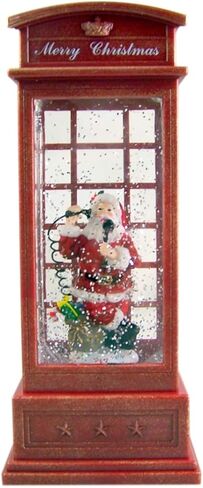 Christmas by Roman Inc., Confetti Lites Collection, 9.75" H LED Swirl Confetti Light Phone Booth, Lantern, Snow Globe, Holiday Home Décor, Santa, Cardinal, Nutcracker, Snowman, Reindeer (4x4x9) in Saudi Arabia