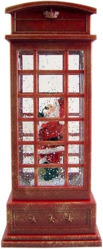 Christmas by Roman Inc., Confetti Lites Collection, 9.75" H LED Swirl Confetti Light Phone Booth, Lantern, Snow Globe, Holiday Home Décor, Santa, Cardinal, Nutcracker, Snowman, Reindeer (4x4x9) in Saudi Arabia