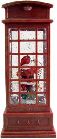 Christmas by Roman Inc., Confetti Lites Collection, 9.75" H LED Swirl Confetti Light Phone Booth, Lantern, Snow Globe, Holiday Home Décor, Santa, Cardinal, Nutcracker, Snowman, Reindeer (4x4x9) in Saudi Arabia