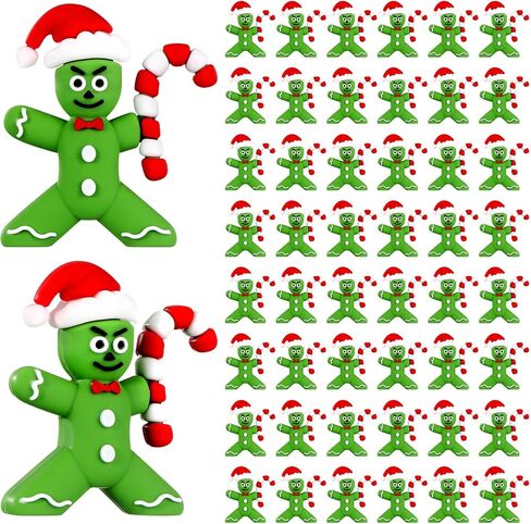 50 قطعة من تماثيل عيد الميلاد الخضراء الرئيسية، تماثيل صغيرة خضراء لرجل الثلج سانتا الزنجبيل، تماثيل Xmax صغيرة لإخفاء تماثيل عيد الميلاد المضحكة لهدية حفلة عيد الميلاد (رجل خبز الزنجبيل) in Kuwait