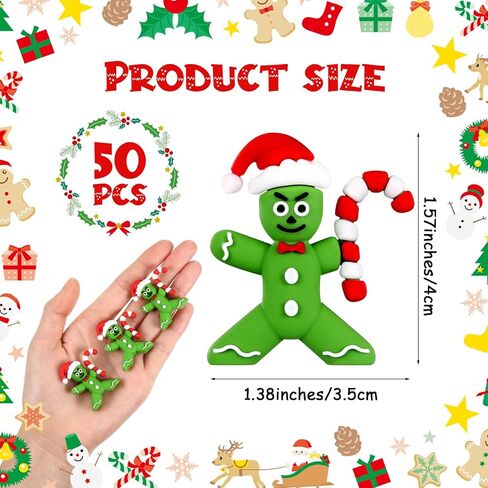 50 قطعة من تماثيل عيد الميلاد الخضراء الرئيسية، تماثيل صغيرة خضراء لرجل الثلج سانتا الزنجبيل، تماثيل Xmax صغيرة لإخفاء تماثيل عيد الميلاد المضحكة لهدية حفلة عيد الميلاد (رجل خبز الزنجبيل) in Kuwait
