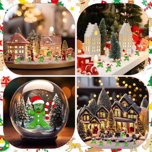 50 قطعة من تماثيل عيد الميلاد الخضراء الرئيسية، تماثيل صغيرة خضراء لرجل الثلج سانتا الزنجبيل، تماثيل Xmax صغيرة لإخفاء تماثيل عيد الميلاد المضحكة لهدية حفلة عيد الميلاد (رجل خبز الزنجبيل) in Kuwait