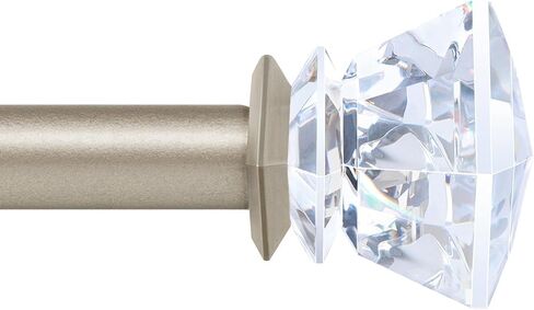 قضبان ستائر KAMANINA مقاس 1 بوصة من 72 إلى 144 بوصة (6-12 قدم)، وقضبان ستائر مفردة باللون الذهبي الشمبانيا للنوافذ، وأطراف كريستال أكريليك in Kuwait